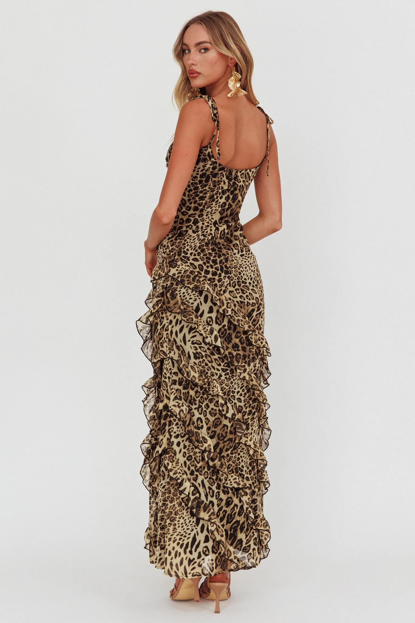 Dreamy Day Ruffle Trim Maxi Dress Leopard sold by Selfie Leslie product image thumbnail 3
