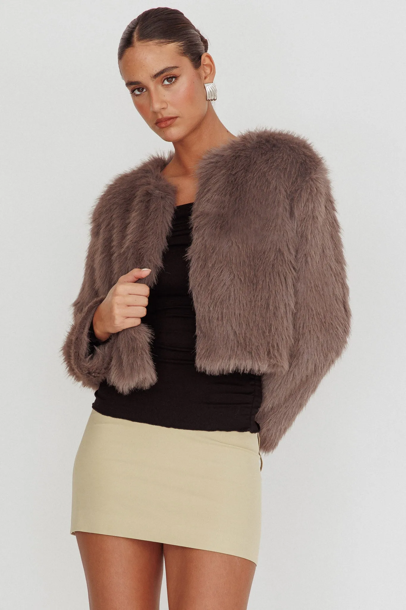 Snow Bunny Faux Fur Jacket Grey sold by Selfie Leslie