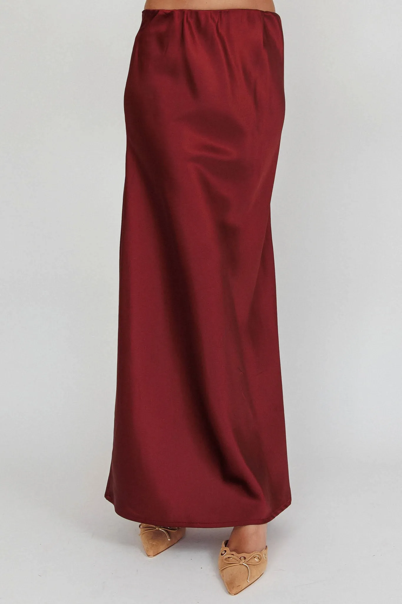 Cherubim Satin Maxi Skirt Wine sold by Selfie Leslie product image thumbnail 4