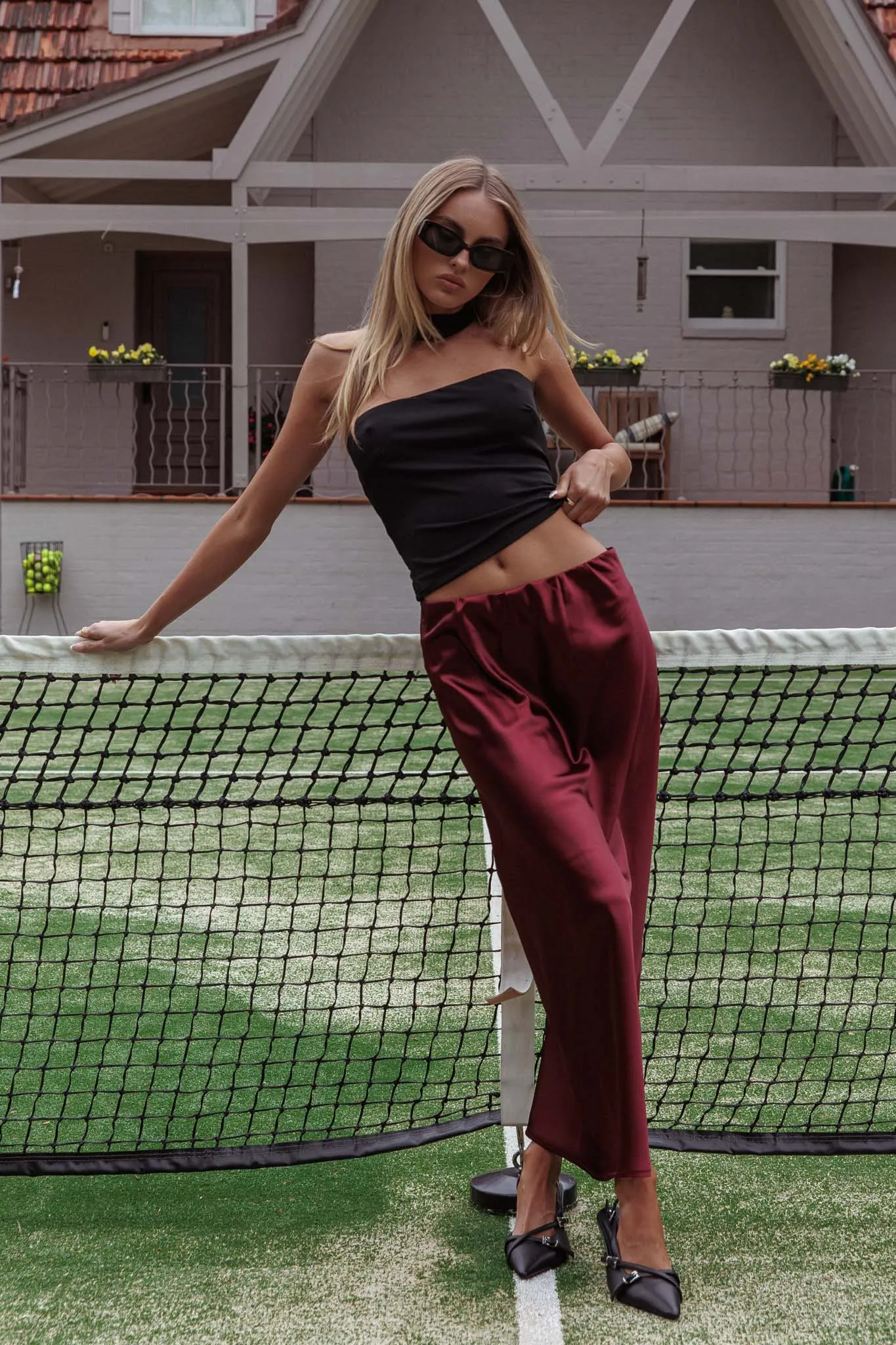 Cherubim Satin Maxi Skirt Wine sold by Selfie Leslie product image thumbnail 2