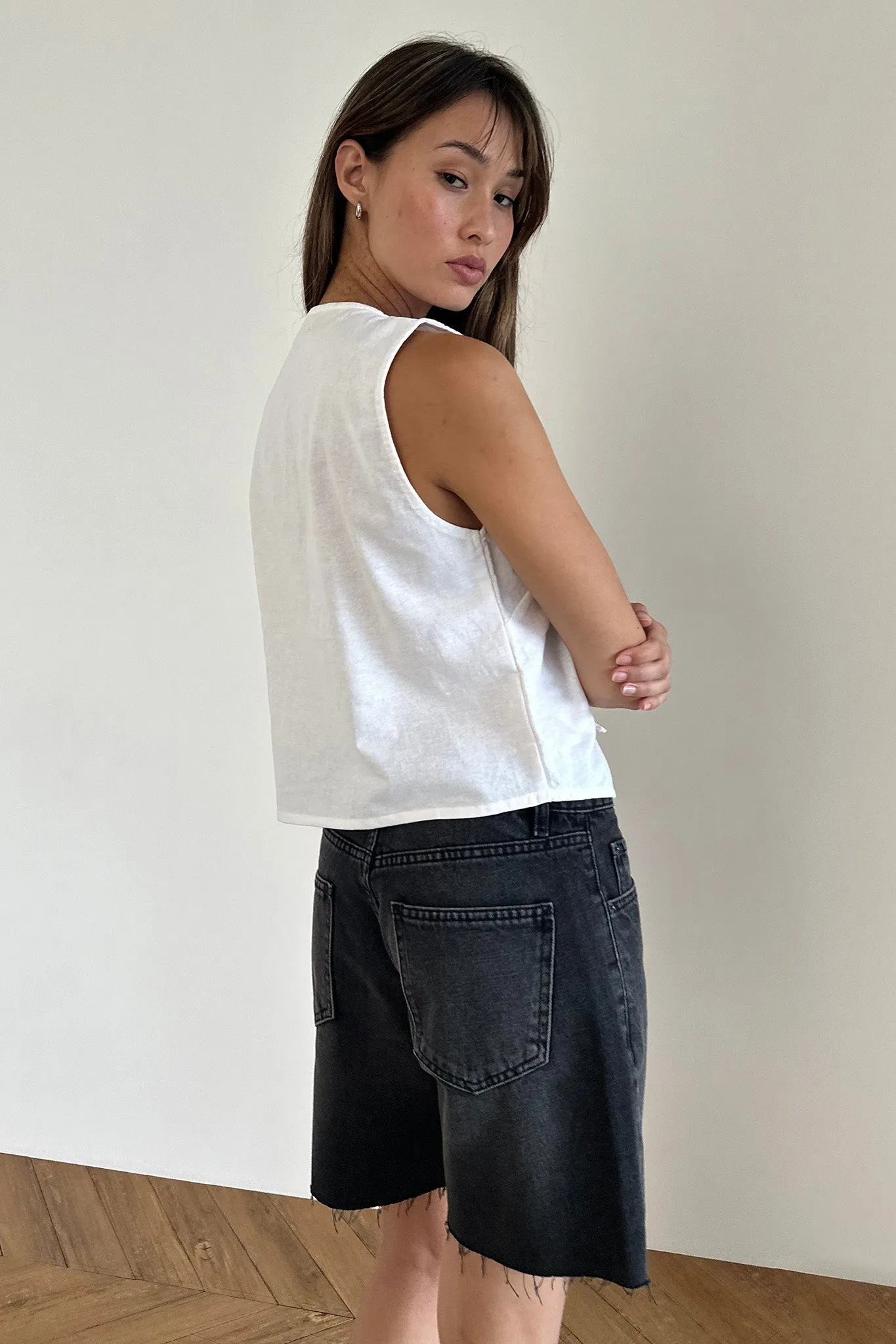 Nuvo Tie Front Vest Top White sold by Selfie Leslie product image thumbnail 2