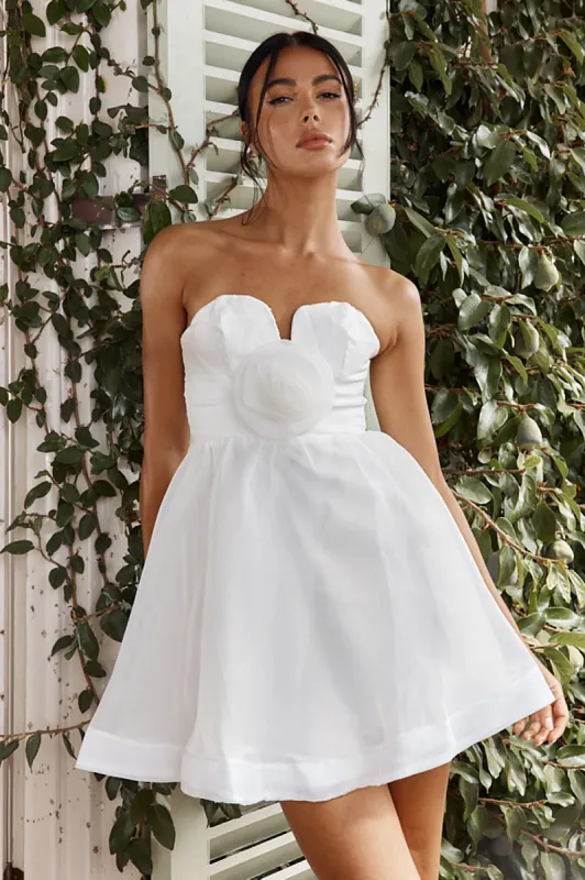 La Vie En Rose Strapless A-Line Mini Dress White sold by Selfie Leslie
