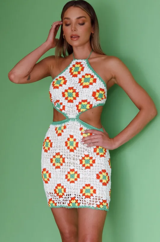 Summer Love Open Back Crochet Mini Dress Green sold by Selfie Leslie
