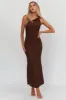 Lingering Love One-Shoulder Twist Maxi Dress Chocolate sold by Selfie Leslie
