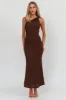 Lingering Love One-Shoulder Twist Maxi Dress Chocolate sold by Selfie Leslie