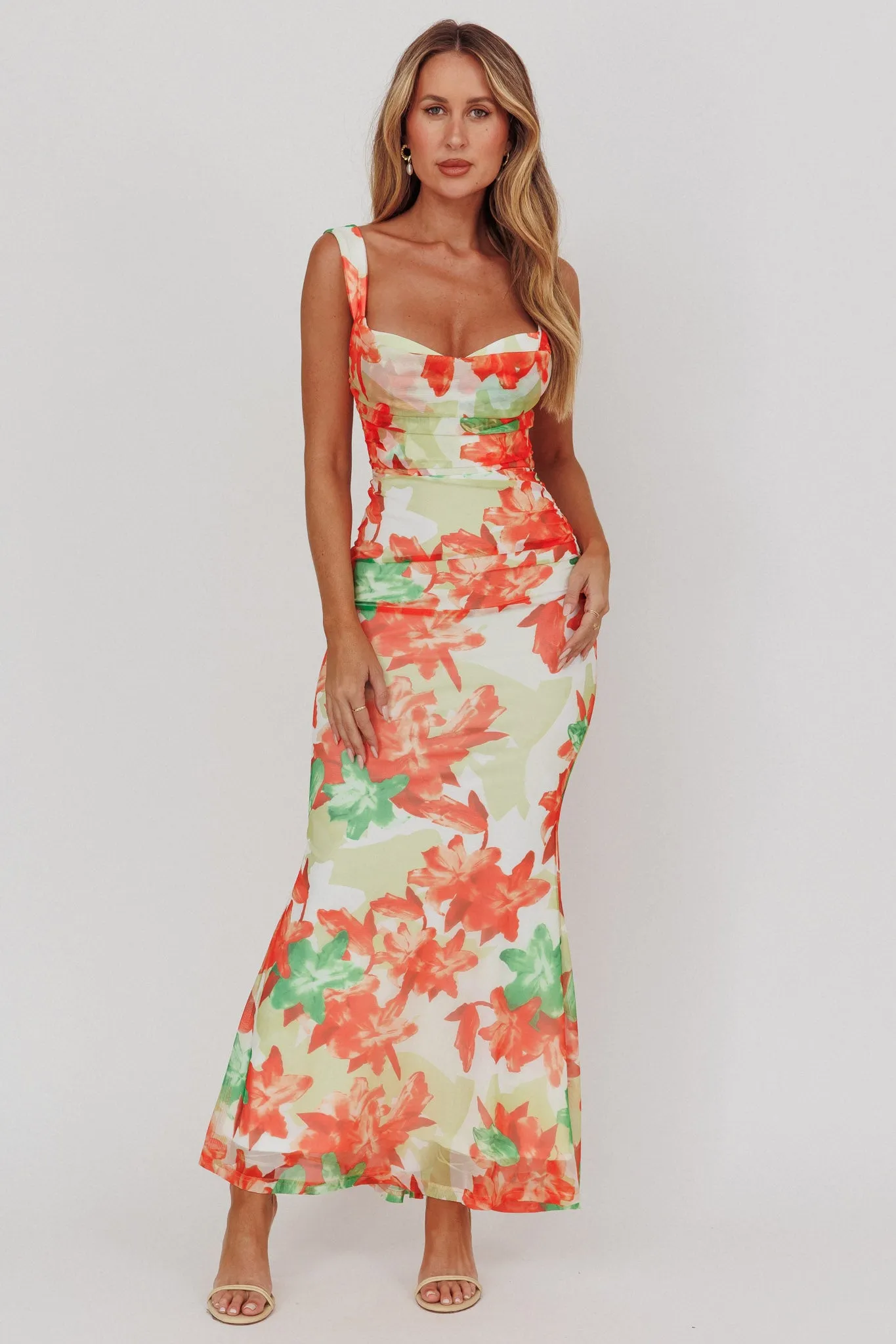 Odelia Sweetheart Mermaid Maxi Dress Print Red sold by Selfie Leslie