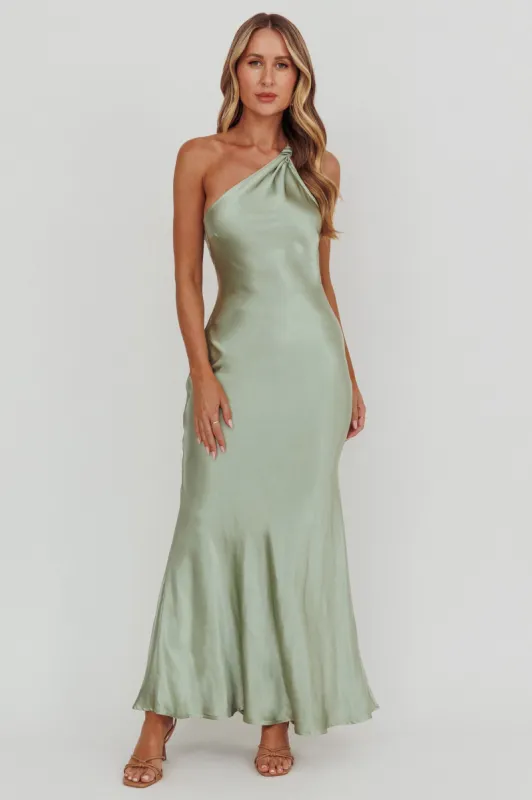 Emmaline One-Shoulder Open Back Maxi Dress Sage sold by Selfie Leslie