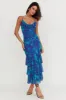 Oskar Tiered Ruffle Hem Mermaid Maxi Dress Abstract Blue sold by Selfie Leslie