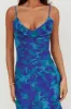 Oskar Tiered Ruffle Hem Mermaid Maxi Dress Abstract Blue sold by Selfie Leslie