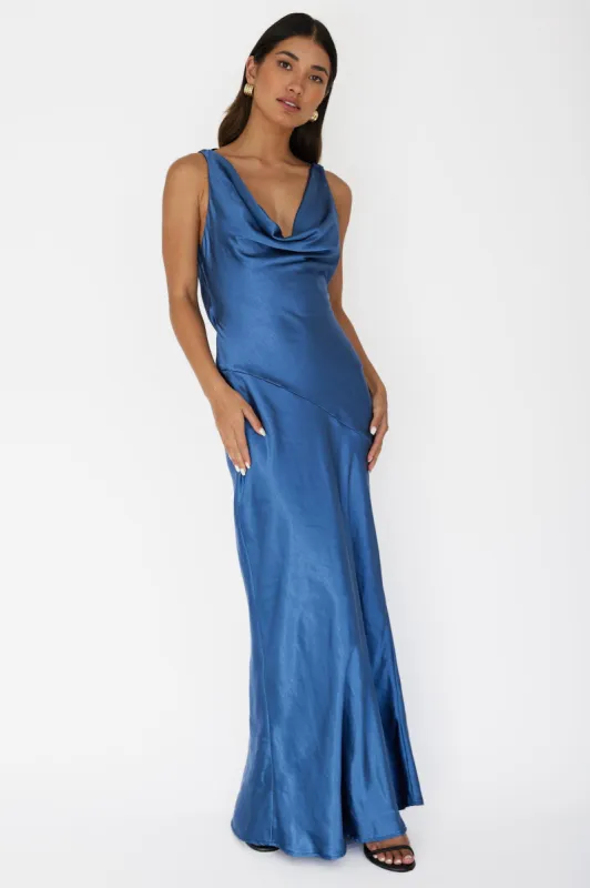 Cassiopeia Open Back Maxi Dress Navy sold by Selfie Leslie