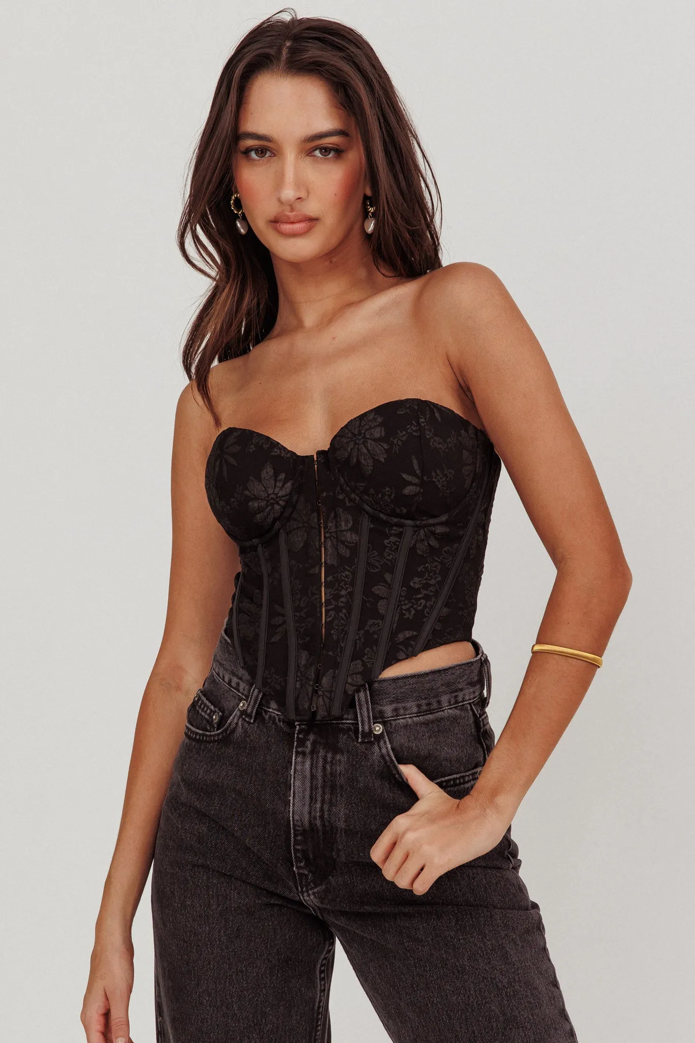 Ziah Hook & Eye Corset Top Black sold by Selfie Leslie product image thumbnail 5