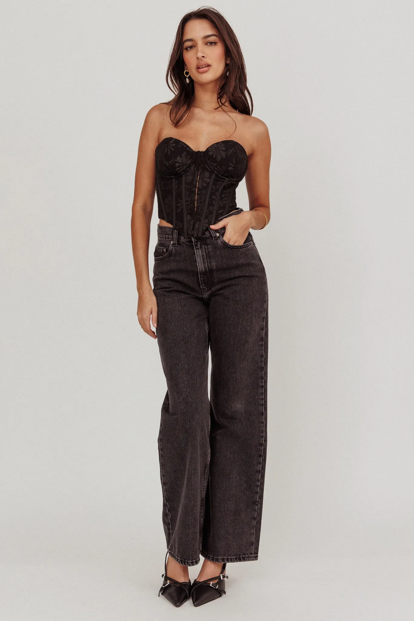 Ziah Hook & Eye Corset Top Black sold by Selfie Leslie product image thumbnail 2