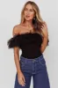 Opera Night Tulle Off-Shoulder Bodysuit Black sold by Selfie Leslie