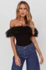 Opera Night Tulle Off-Shoulder Bodysuit Black sold by Selfie Leslie