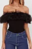 Opera Night Tulle Off-Shoulder Bodysuit Black sold by Selfie Leslie