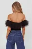 Opera Night Tulle Off-Shoulder Bodysuit Black sold by Selfie Leslie