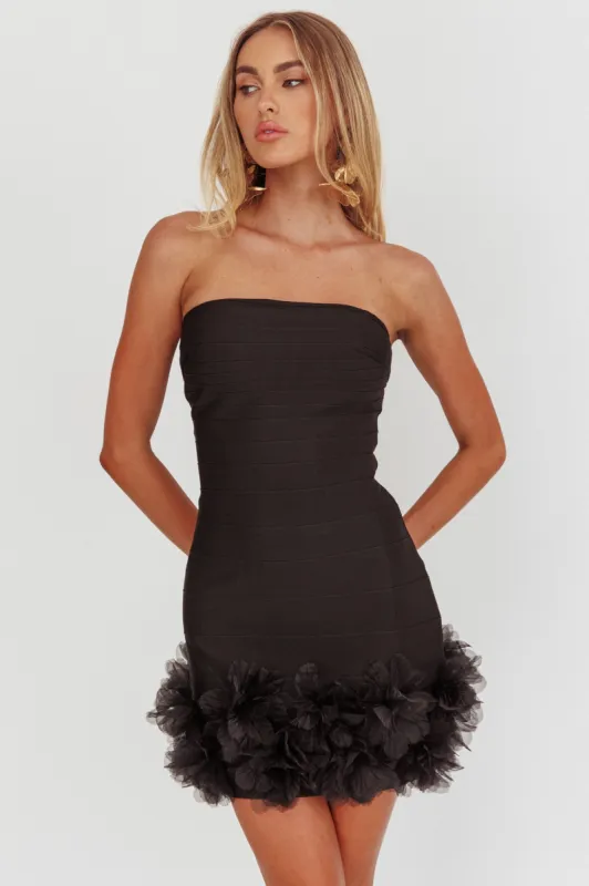 Leni Strapless Embellished Hem Mini Dress Black sold by Selfie Leslie
