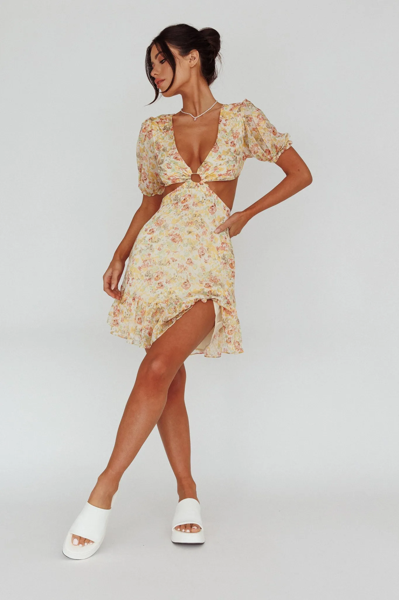 Graciele Laced Back Cut-Out Mini Dress Floral Orange sold by Selfie Leslie product image thumbnail 3