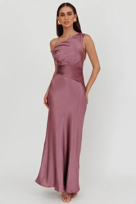 Twilight Asymmetric Neckline Maxi Dress Grape sold by Selfie Leslie