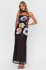 Damsel Reverse Halter Mesh Maxi Dress Flower Black sold by Selfie Leslie