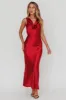 Isabella Satin Backless Maxi Dress Wine sold by Selfie Leslie