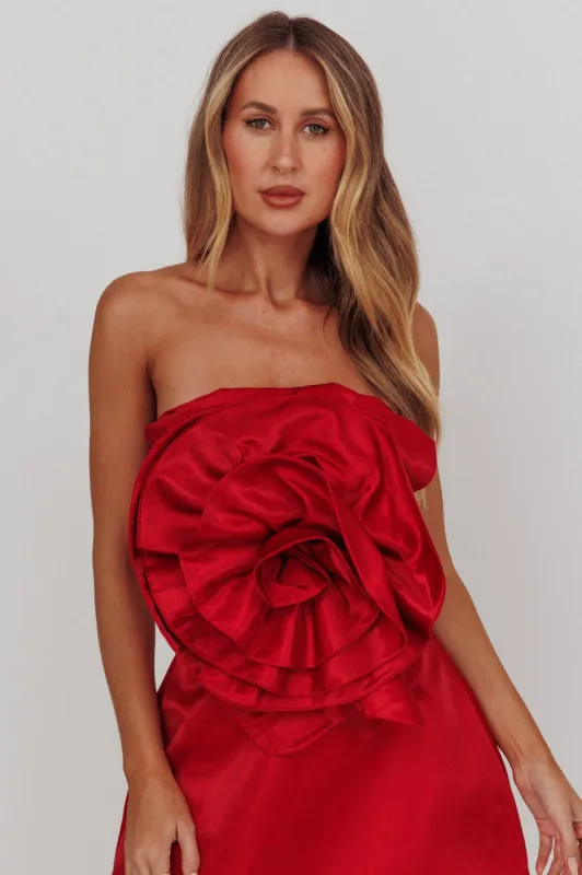 Count Down Rose Feature Strapless Top Red sold by Selfie Leslie