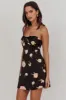 Sian Strapless Sweetheart Mini Dress Flowers Black sold by Selfie Leslie