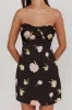Sian Strapless Sweetheart Mini Dress Flowers Black sold by Selfie Leslie