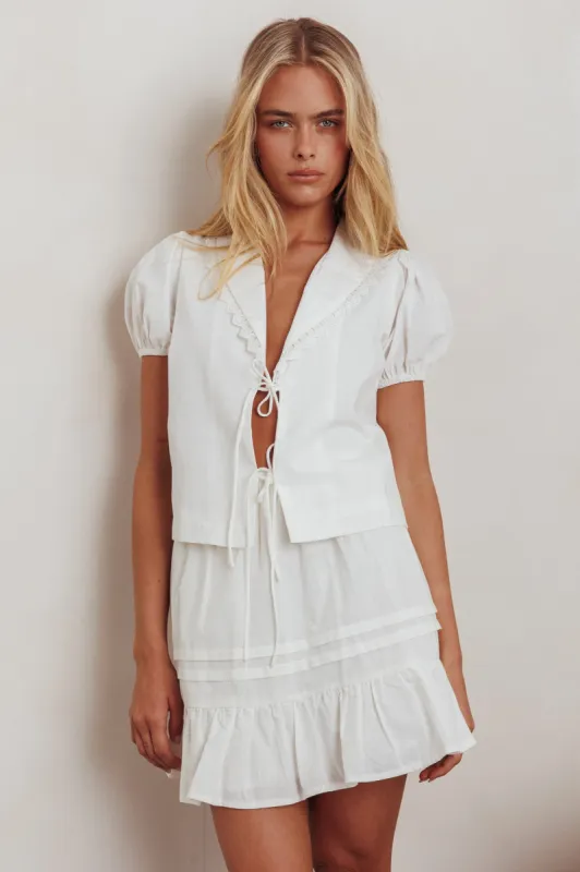 Danessa Frill Hem Pintuck Skirt White sold by Selfie Leslie