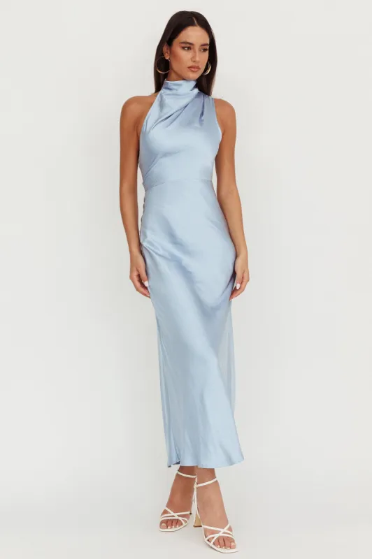 Shana Halterneck Maxi Dress Blue sold by Selfie Leslie