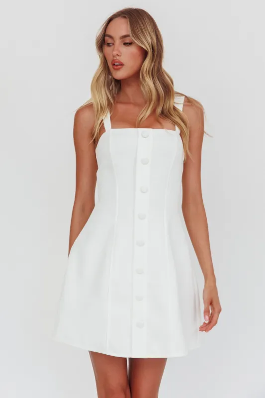 Stealing Sunshine Faux Button Front Mini Dress White sold by Selfie Leslie
