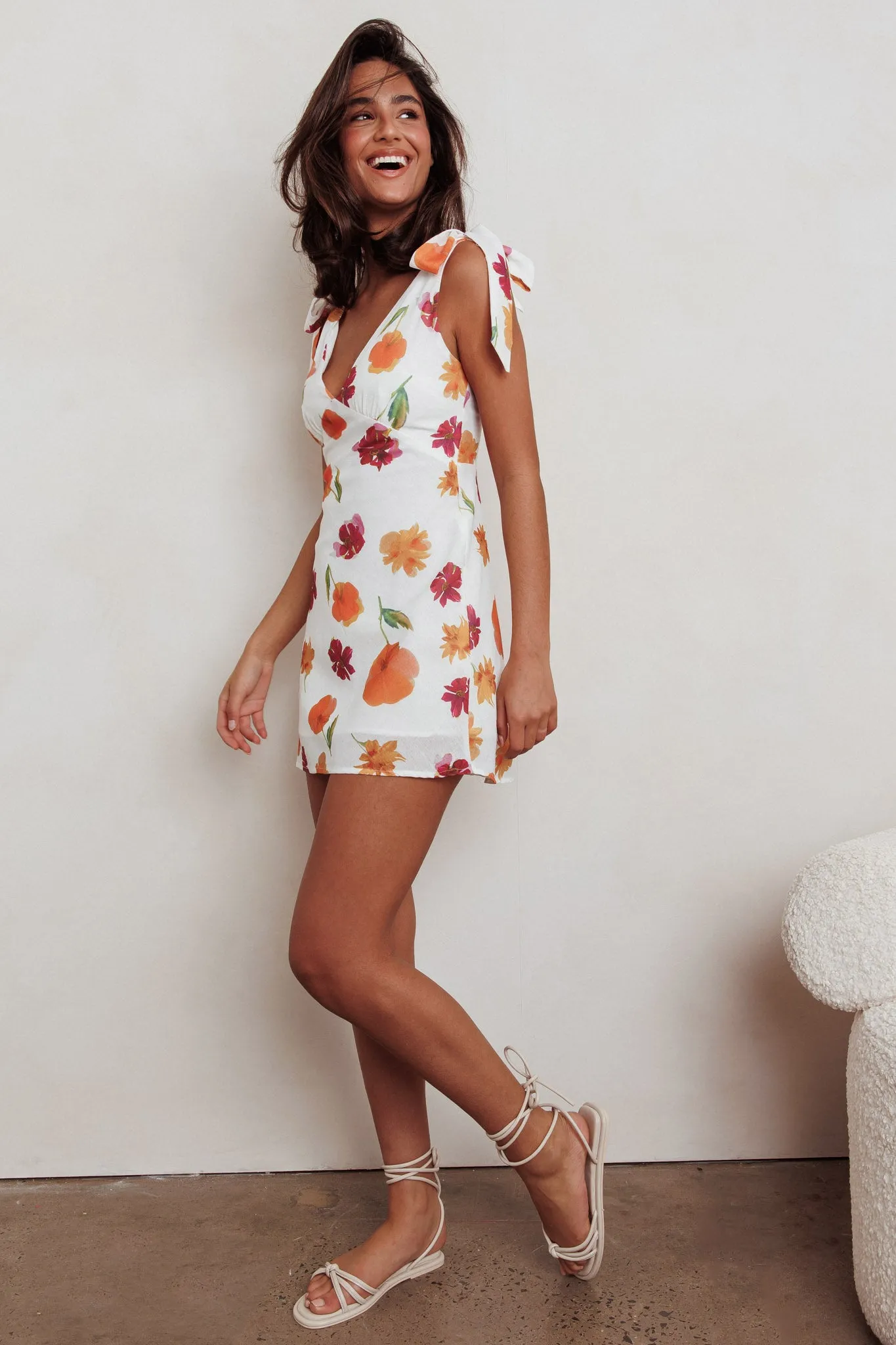 Mykonos Morning Tied Shoulder Mini Dress Flower Orange sold by Selfie Leslie product image thumbnail 5