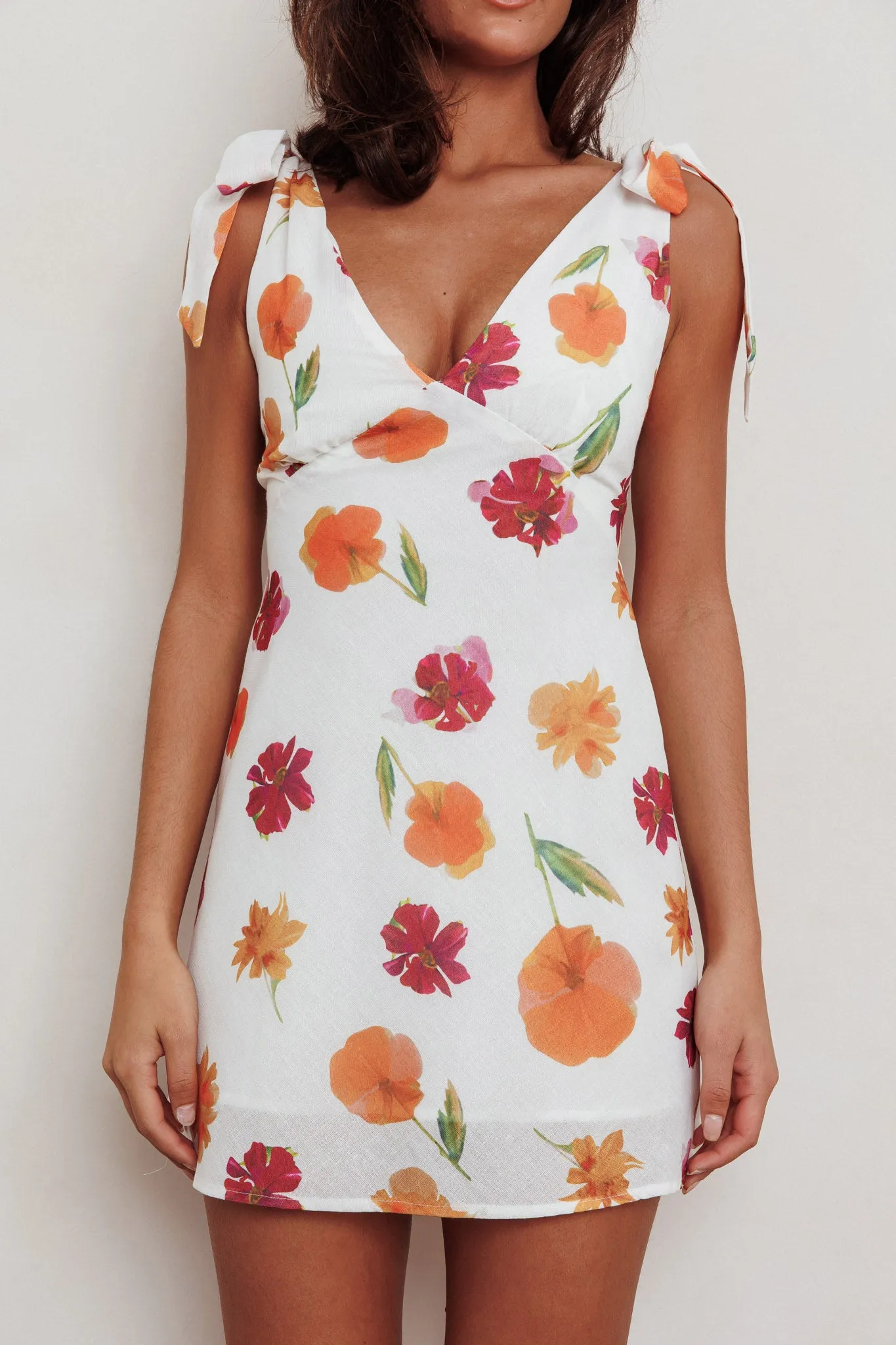 Mykonos Morning Tied Shoulder Mini Dress Flower Orange sold by Selfie Leslie product image thumbnail 4