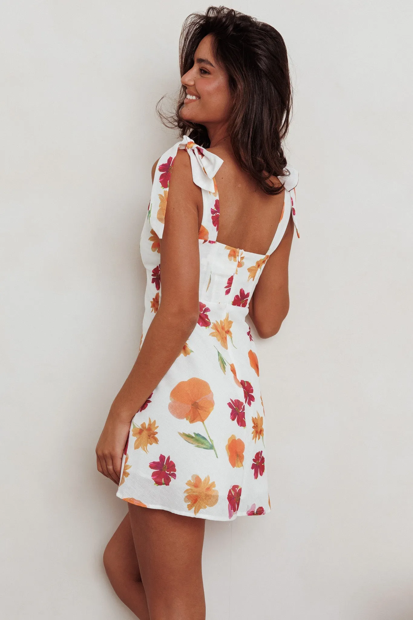 Mykonos Morning Tied Shoulder Mini Dress Flower Orange sold by Selfie Leslie product image thumbnail 3