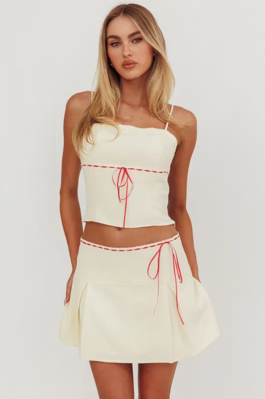 Maxxine Pleat Mini Skirt Bone sold by Selfie Leslie
