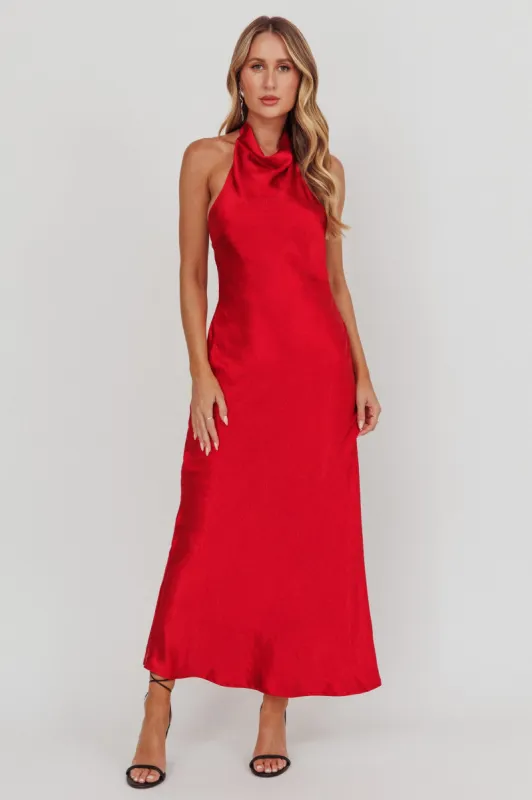 Sweetest Sundays Halterneck Open Back Dress Red sold by Selfie Leslie
