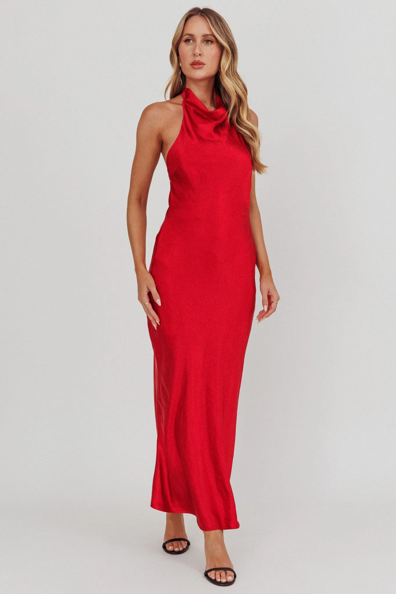 Sweetest Sundays Halterneck Open Back Dress Red sold by Selfie Leslie product image thumbnail 4