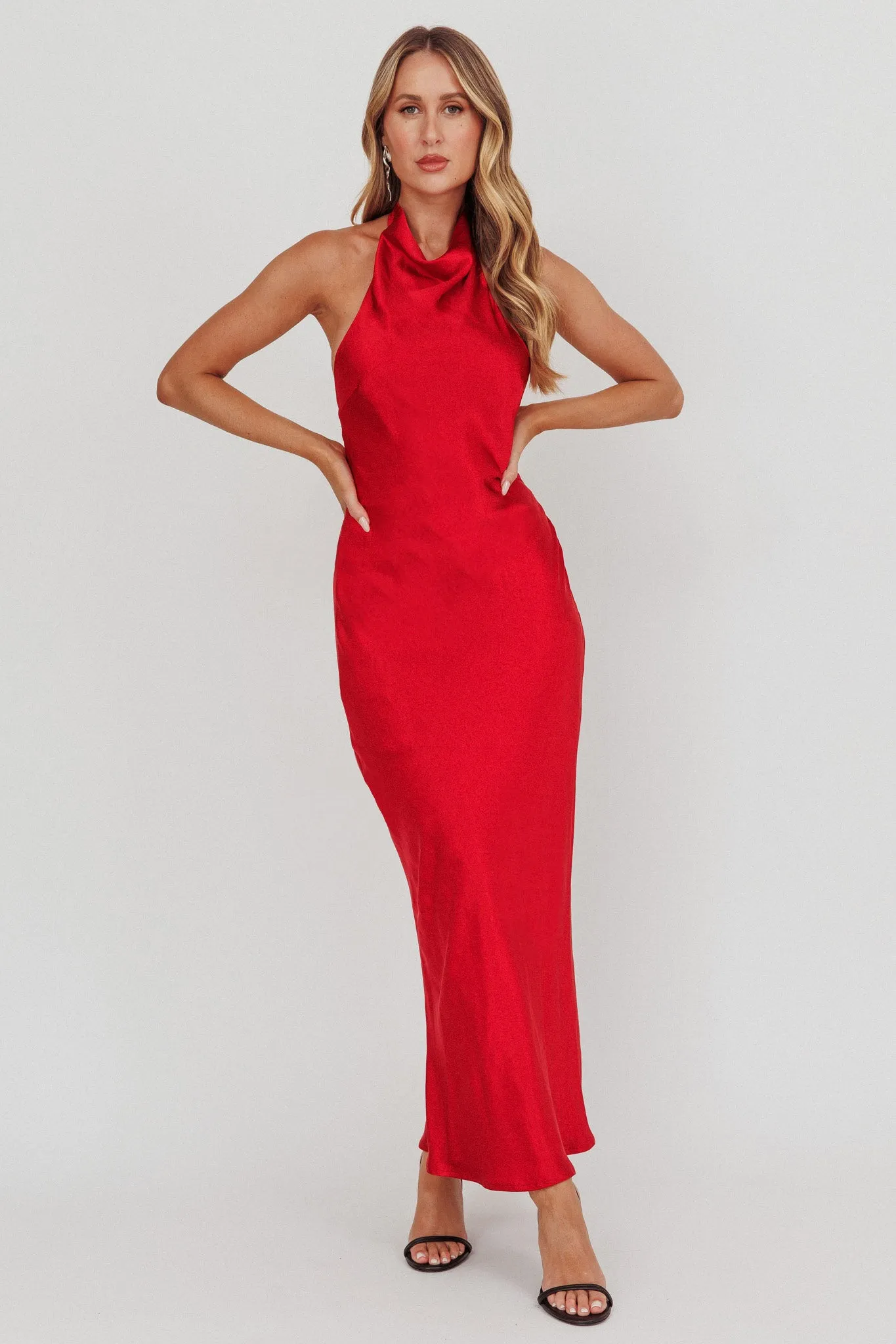 Sweetest Sundays Halterneck Open Back Dress Red sold by Selfie Leslie product image thumbnail 5