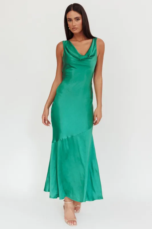 Cecilia Cowl Neck Drape Back Maxi Dress Emerald sold by Selfie Leslie