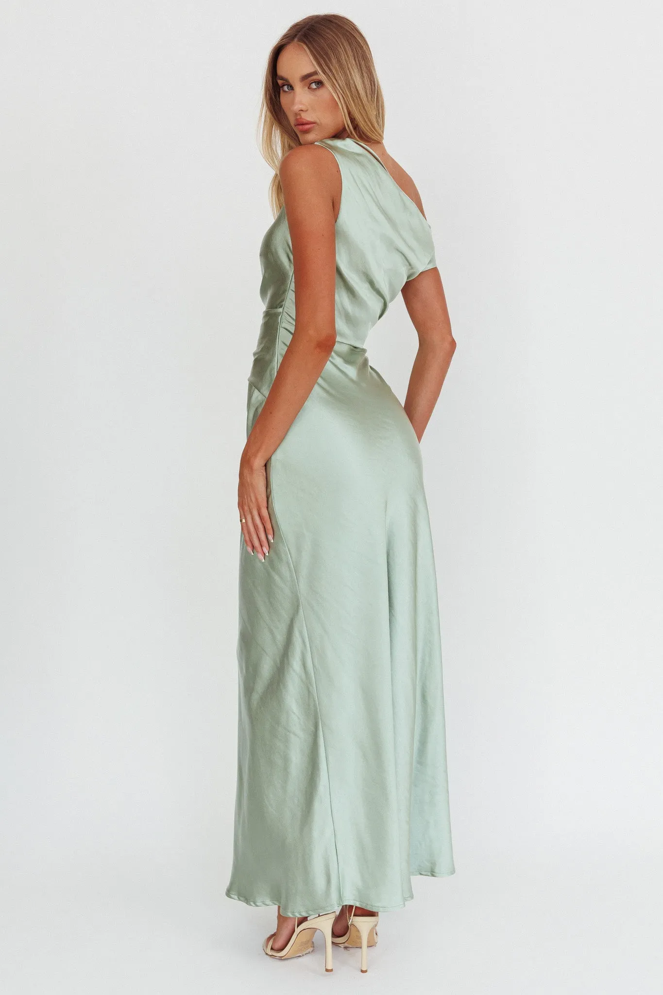 Twilight Asymmetric Neckline Maxi Dress Sage sold by Selfie Leslie product image thumbnail 2