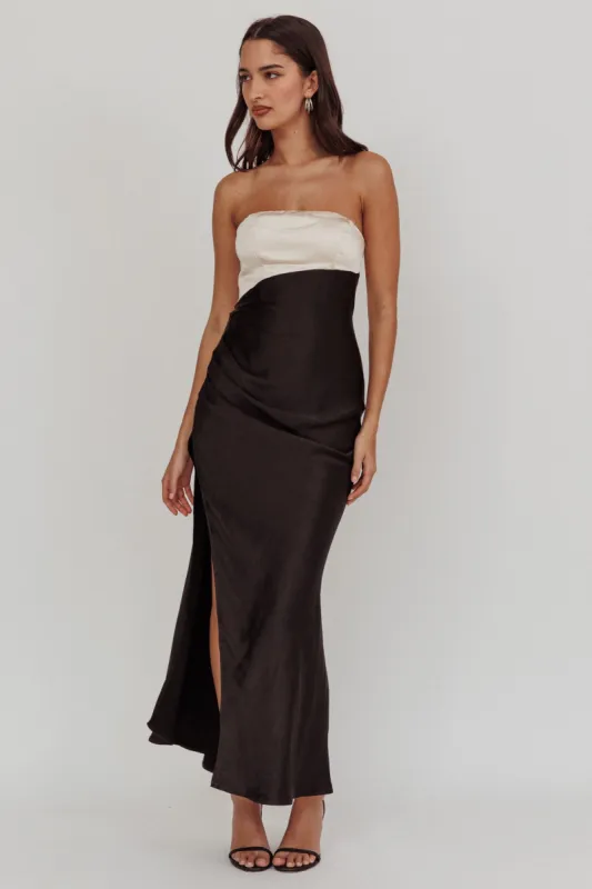 Kamillia Strapless Split Maxi Dress Black sold by Selfie Leslie