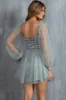 Fairytale Dream Sheer Sleeve Mini Dress Sage sold by Selfie Leslie