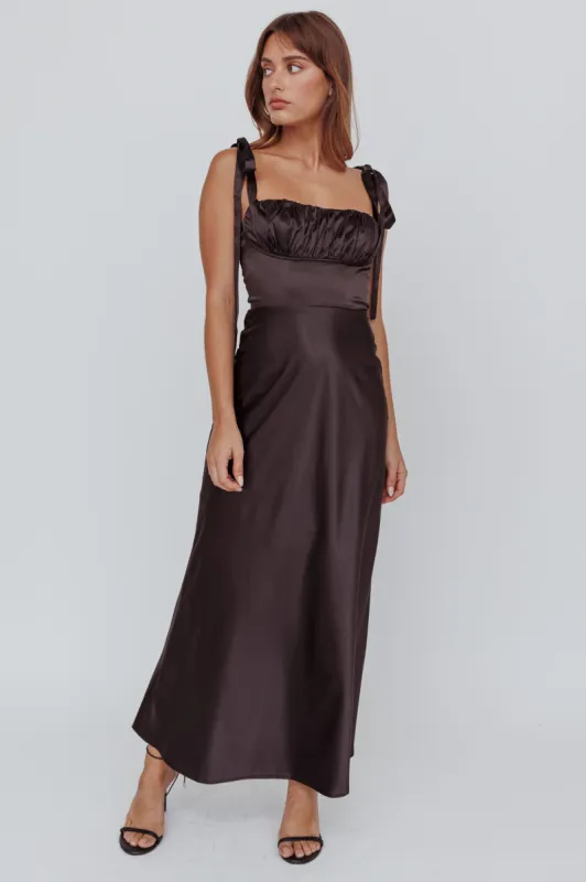 Pennelope Tied Shoulder Maxi Dress Black sold by Selfie Leslie