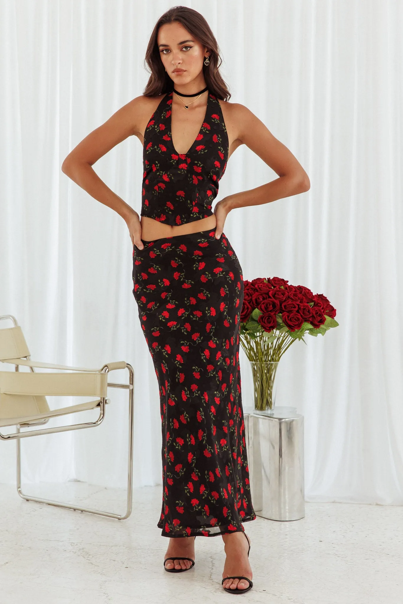 Gigi Floral Maxi Skirt Black sold by Selfie Leslie product image thumbnail 3