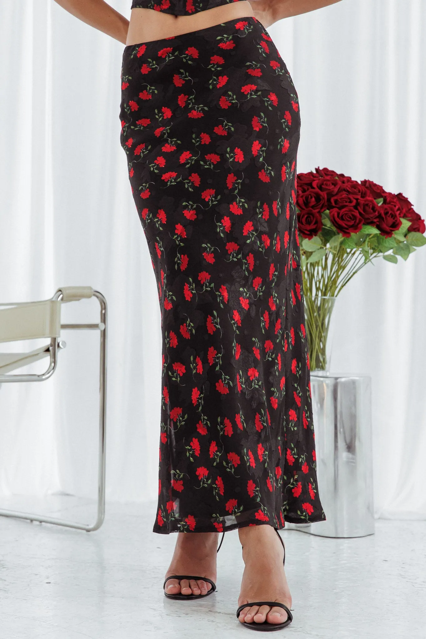 Gigi Floral Maxi Skirt Black sold by Selfie Leslie product image thumbnail 4