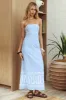 Jocasta Strapless Ric Rac Maxi Dress Blue sold by Selfie Leslie