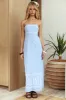 Jocasta Strapless Ric Rac Maxi Dress Blue sold by Selfie Leslie