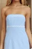 Jocasta Strapless Ric Rac Maxi Dress Blue sold by Selfie Leslie