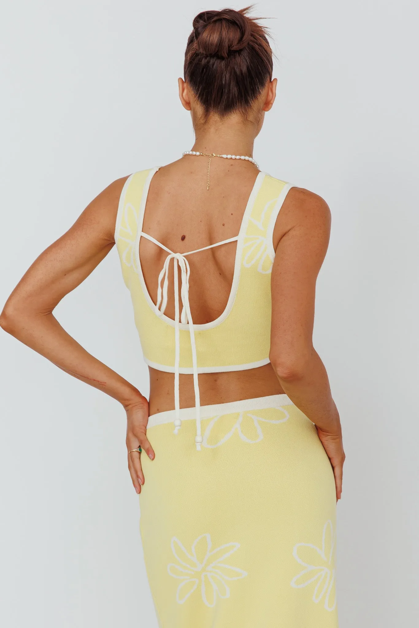 Sunland Knit Crop Top Flower Light Lemon sold by Selfie Leslie product image thumbnail 2