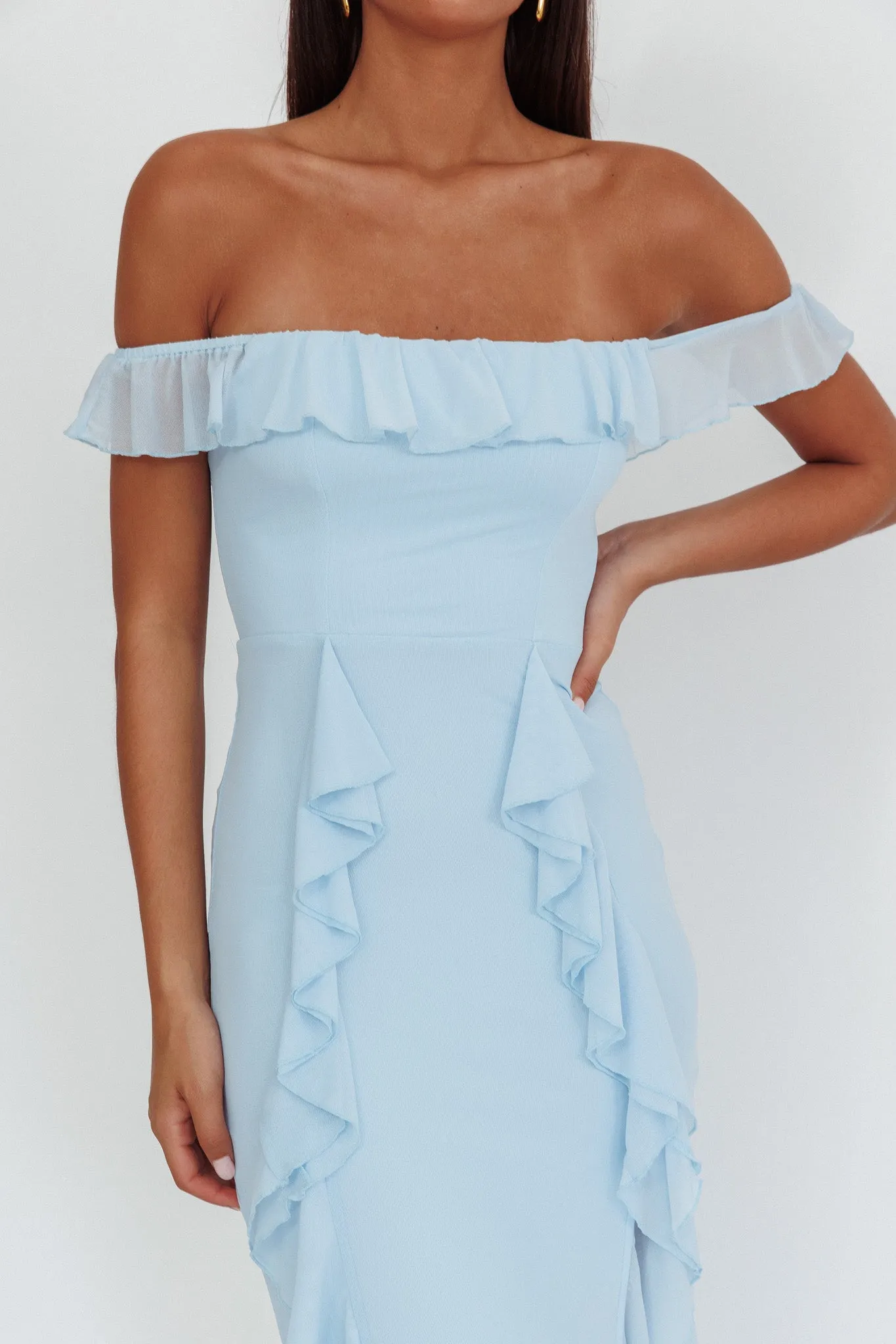 Flamenco Off-Shoulder Ruffle Maxi Dress Blue sold by Selfie Leslie product image thumbnail 3